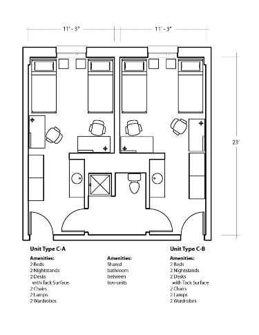Double semi-private floorplan for ILLC