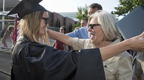 Family members at Oregon State University commencement 