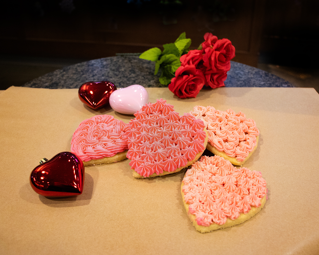 valentine's day cookies with pink frosting